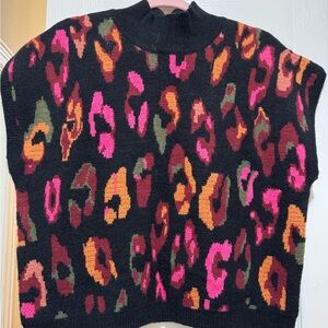 Entro Black Multicolor Leopard Print Women's Sweater